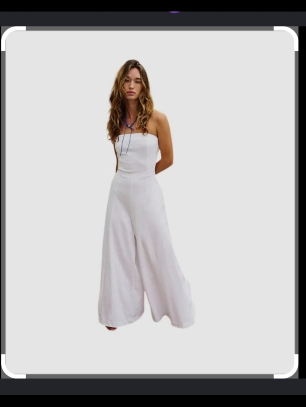 Free People  Kamora Strapless Wide-Leg White/Ivory Jumpsuit
